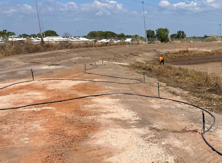 Temporary Irrigation on a Site — Spray Grass in Northern Territory
