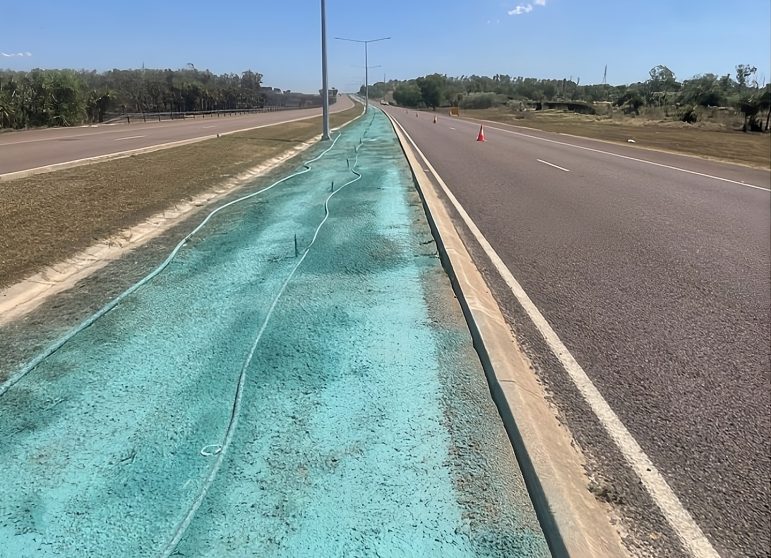 Hydromulching Grass Close To The Road